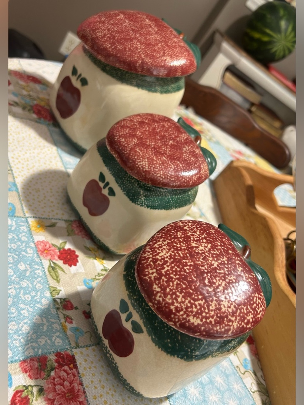 Vintage Apple Themed Ceramic Canisters
